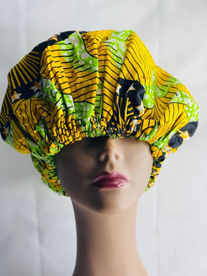 African Print Satin Lining Hair Bonnets Headwraps - Leone Culture