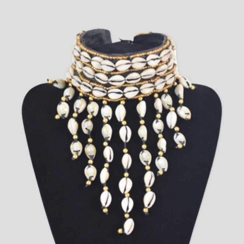 Cowrie Shell Tribal Necklace Necklace - Leone Culture