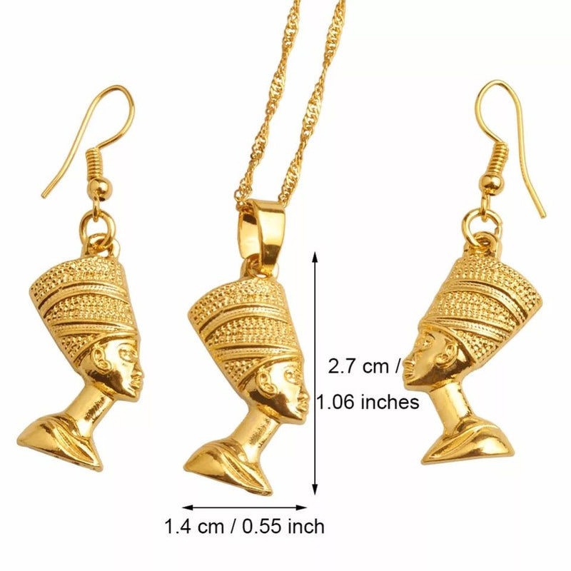 Egyptian Queen Nefertiti Gold Jewelry Set Necklace - Leone Culture