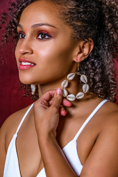 Cowrie shell stud earrings sales
