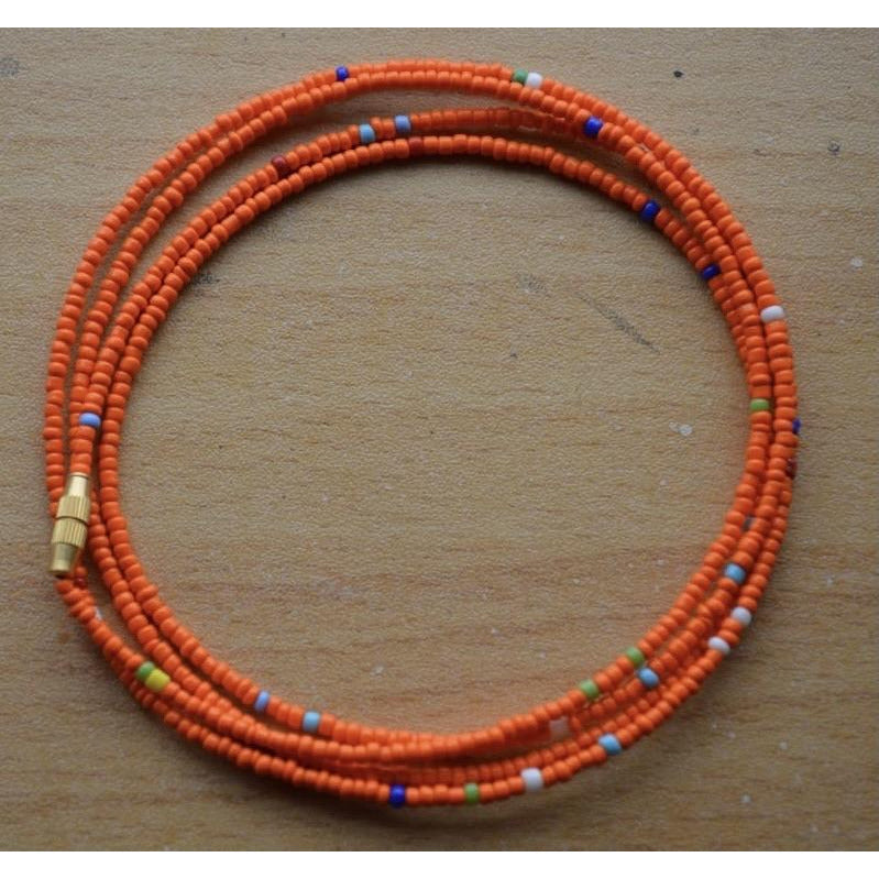 Orange African Beaded Waist Beads 31 (Waist)