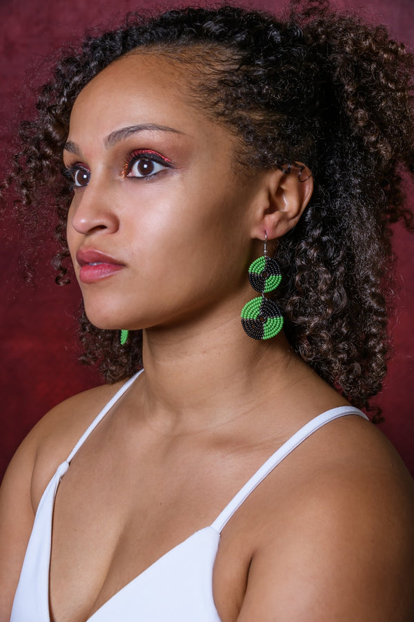 Two tone African Beaded Earrings Earrings - Leone Culture