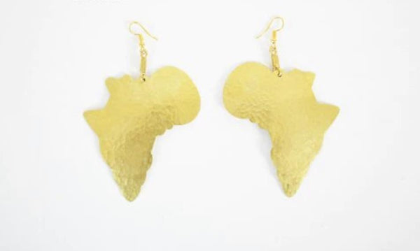 African Map Brass Earrings earrings - Leone Culture
