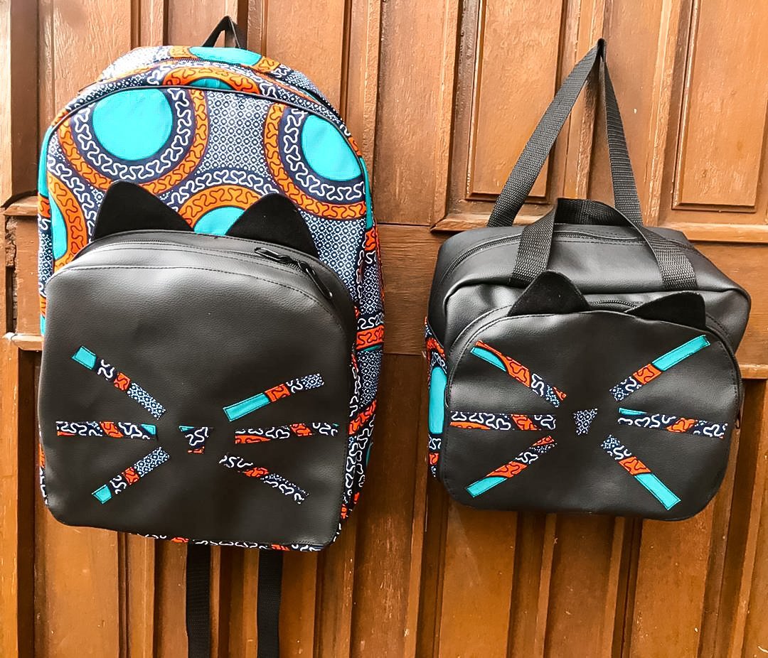 Leather african print backpack best sale