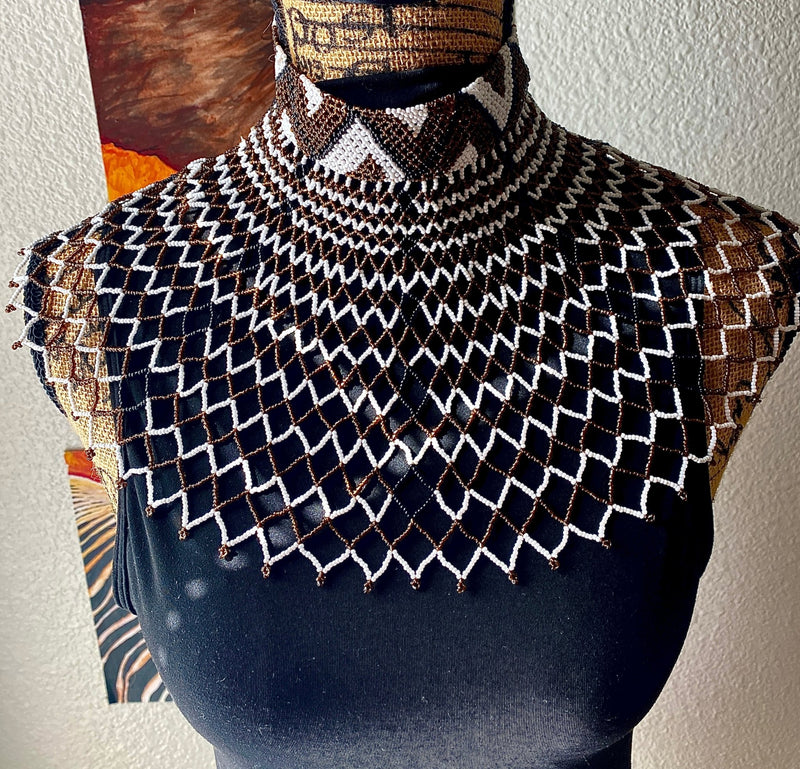 African zulu style beaded collar choker - Leone Culture