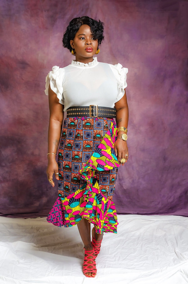 Aminata Print Midi Skirt Skirts - Leone Culture