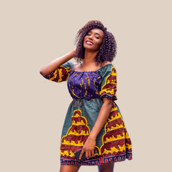 Ayano African Print Dress dress - Leone Culture