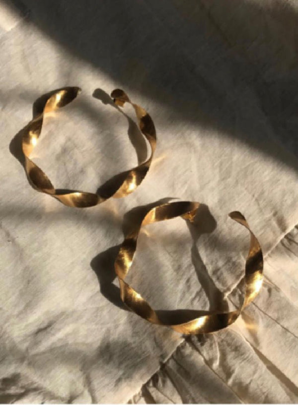 Chunky Gold Twist Hoop Earrings - Leone Culture