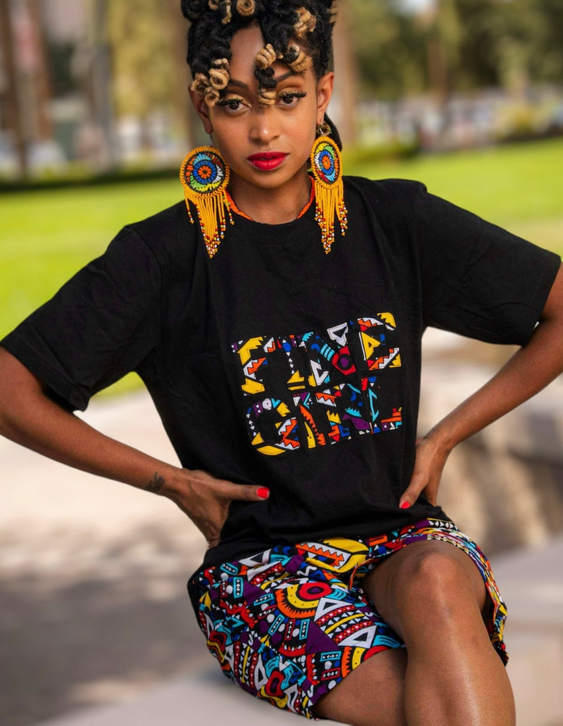 Fine Girl African Print Cutout T-shirt Tees - Leone Culture