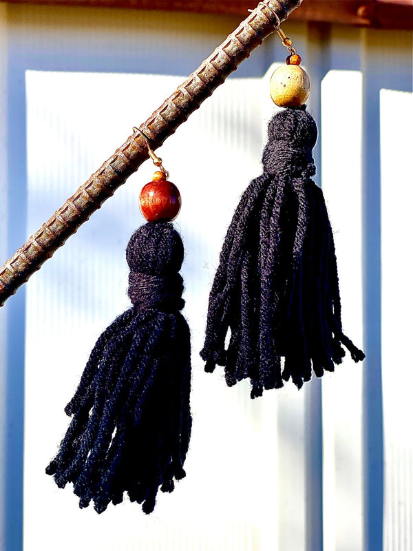 Handmade Yarn Tassel Earrings - Leone Culture
