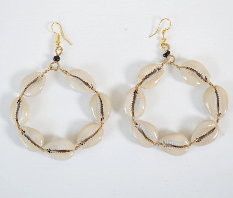 Natural Cowrie Shell Earrings earrings - Leone Culture