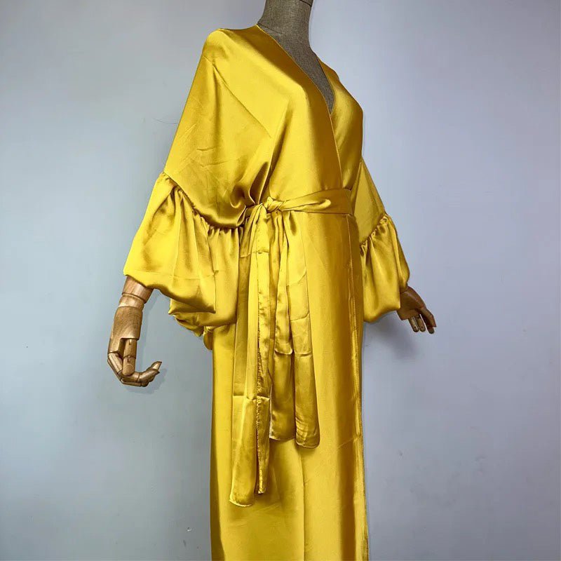 Self belted silk kimono dress - Leone Culture