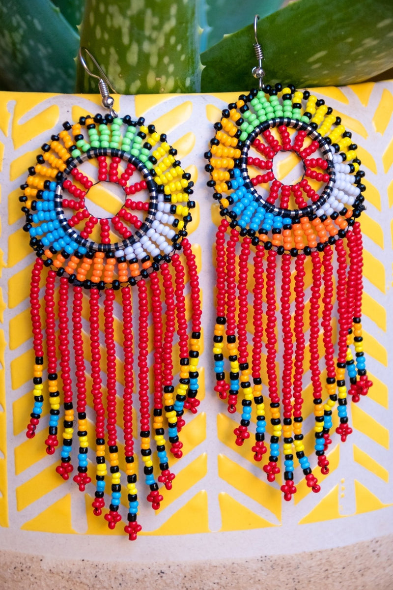 Twelve strands beaded earrings earrings - Leone Culture