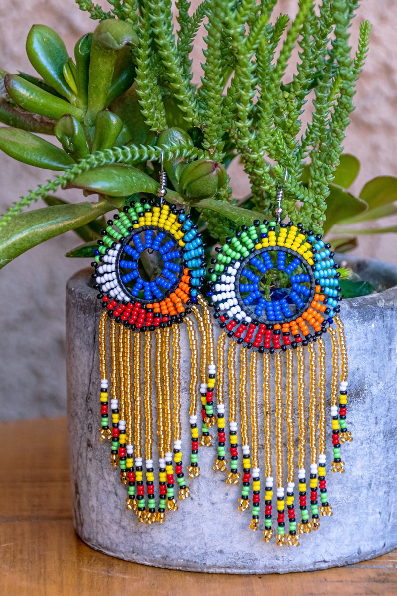 Zulu Beaded Tassel Earrings earrings - Leone Culture